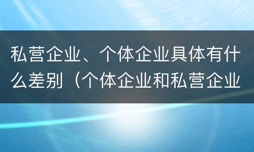 私营企业、个体企业具体有什么差别（个体企业和私营企业）