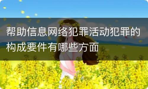 帮助信息网络犯罪活动犯罪的构成要件有哪些方面