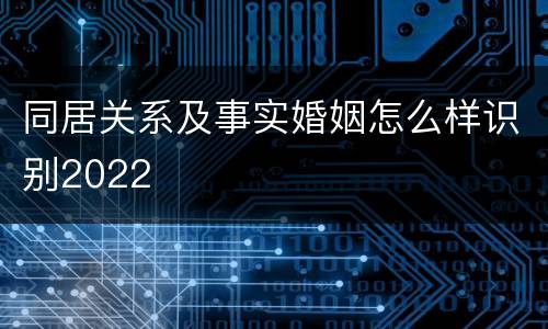 同居关系及事实婚姻怎么样识别2022