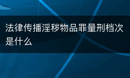 法律传播淫秽物品罪量刑档次是什么