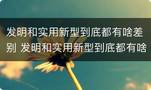 发明和实用新型到底都有啥差别 发明和实用新型到底都有啥差别呢