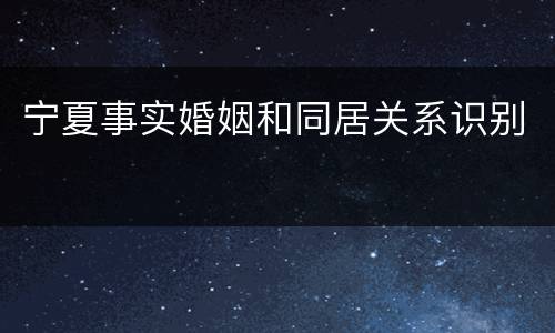 宁夏事实婚姻和同居关系识别