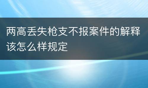 两高丢失枪支不报案件的解释该怎么样规定