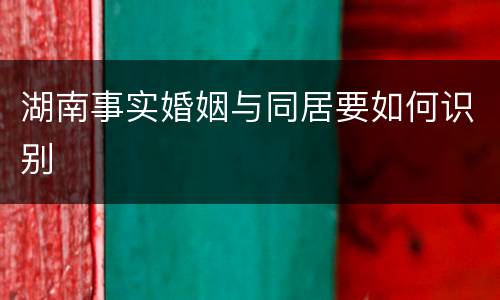 湖南事实婚姻与同居要如何识别