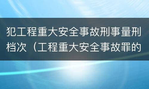 犯工程重大安全事故刑事量刑档次（工程重大安全事故罪的立案标准）