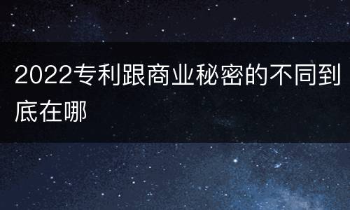 2022专利跟商业秘密的不同到底在哪