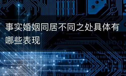 事实婚姻同居不同之处具体有哪些表现