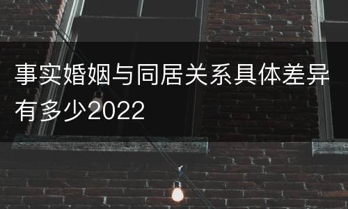 事实婚姻与同居关系具体差异有多少2022