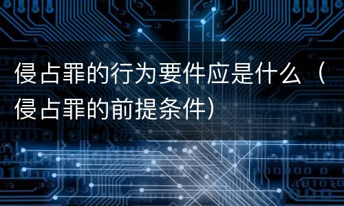侵占罪的行为要件应是什么（侵占罪的前提条件）