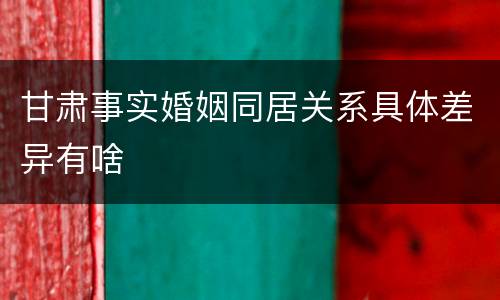 甘肃事实婚姻同居关系具体差异有啥