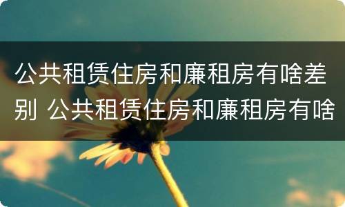 公共租赁住房和廉租房有啥差别 公共租赁住房和廉租房有啥差别吗