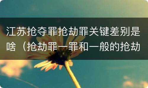 江苏抢夺罪抢劫罪关键差别是啥（抢劫罪一罪和一般的抢劫罪）