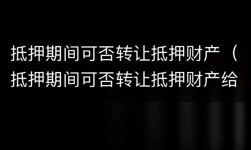 抵押期间可否转让抵押财产（抵押期间可否转让抵押财产给别人）