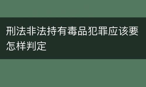 刑法非法持有毒品犯罪应该要怎样判定