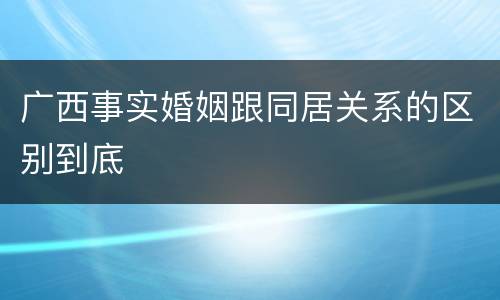 广西事实婚姻跟同居关系的区别到底