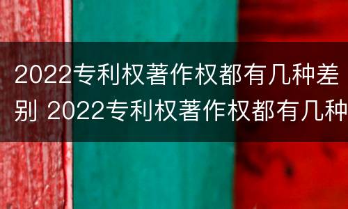 2022专利权著作权都有几种差别 2022专利权著作权都有几种差别