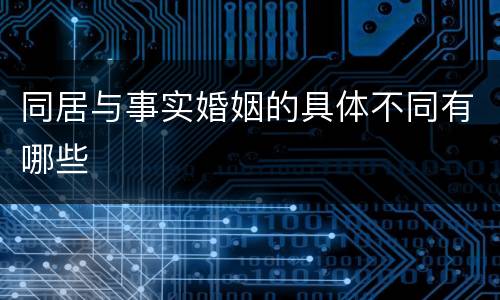 同居与事实婚姻的具体不同有哪些