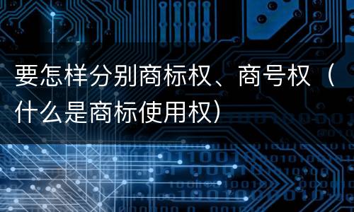 要怎样分别商标权、商号权（什么是商标使用权）