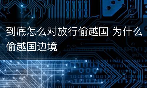 到底怎么对放行偷越国 为什么偷越国边境