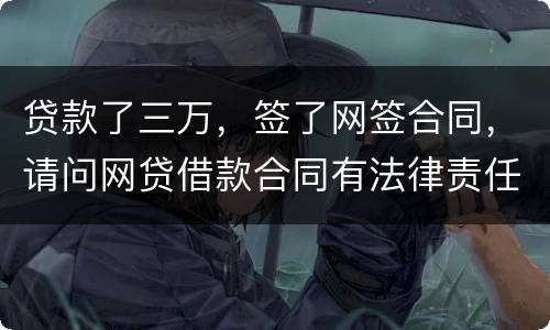 贷款了三万，签了网签合同，请问网贷借款合同有法律责任吗