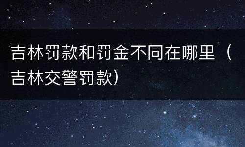 吉林罚款和罚金不同在哪里（吉林交警罚款）