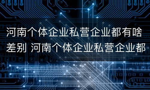 河南个体企业私营企业都有啥差别 河南个体企业私营企业都有啥差别吗