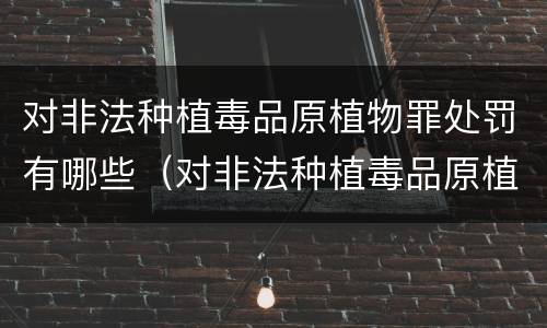 对非法种植毒品原植物罪处罚有哪些（对非法种植毒品原植物罪处罚有哪些种类）