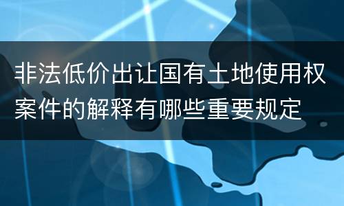 非法低价出让国有土地使用权案件的解释有哪些重要规定