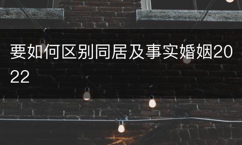 要如何区别同居及事实婚姻2022