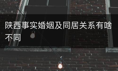 陕西事实婚姻及同居关系有啥不同