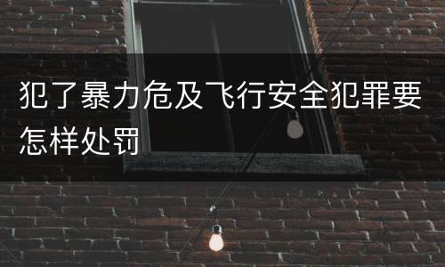 犯了暴力危及飞行安全犯罪要怎样处罚