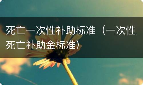 死亡一次性补助标准（一次性死亡补助金标准）