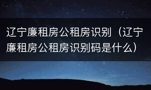 辽宁廉租房公租房识别(辽宁廉租房公租房识别码是什么)