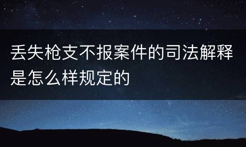 丢失枪支不报案件的司法解释是怎么样规定的