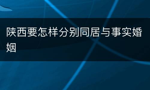 陕西要怎样分别同居与事实婚姻
