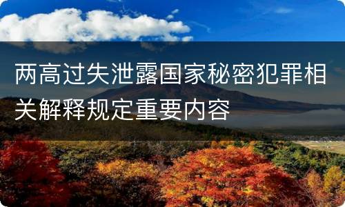 两高过失泄露国家秘密犯罪相关解释规定重要内容