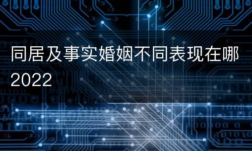 同居及事实婚姻不同表现在哪2022