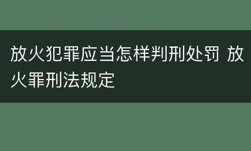 放火犯罪应当怎样判刑处罚 放火罪刑法规定