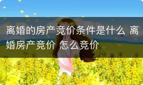 离婚的房产竞价条件是什么 离婚房产竞价 怎么竞价