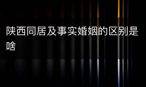 陕西同居及事实婚姻的区别是啥