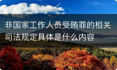 非国家工作人员受贿罪的相关司法规定具体是什么内容