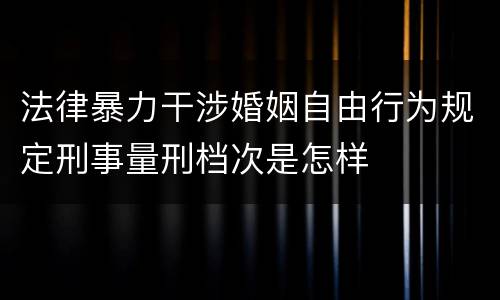 法律暴力干涉婚姻自由行为规定刑事量刑档次是怎样