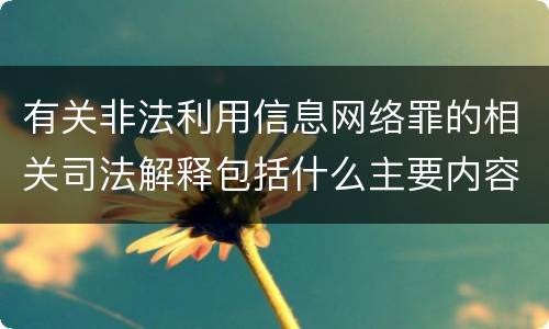 有关非法利用信息网络罪的相关司法解释包括什么主要内容