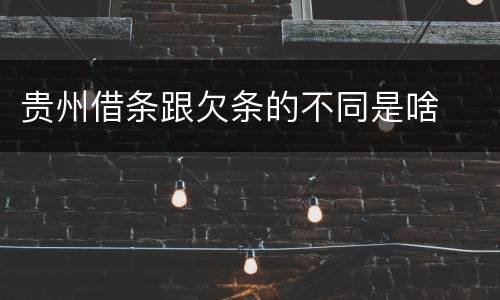贵州借条跟欠条的不同是啥