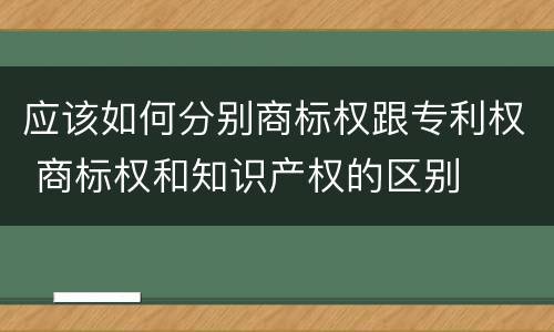 应该如何分别商标权跟专利权 商标权和知识产权的区别