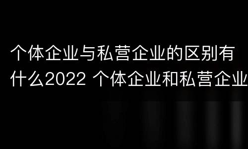 个体企业与私营企业的区别有什么2022 个体企业和私营企业的区别