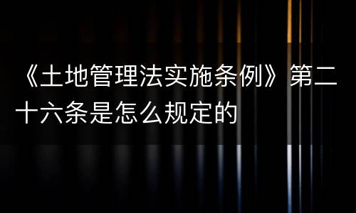 《土地管理法实施条例》第二十六条是怎么规定的