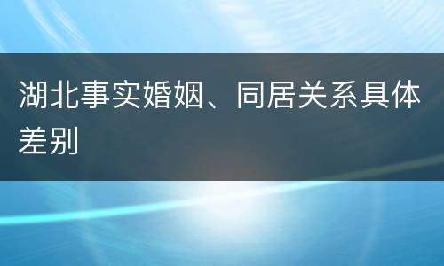 湖北事实婚姻、同居关系具体差别