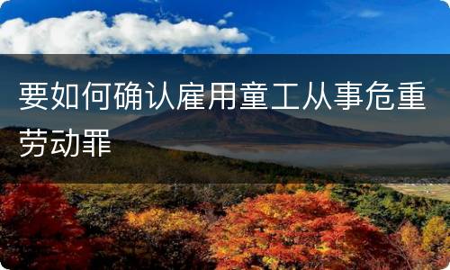 要如何确认雇用童工从事危重劳动罪