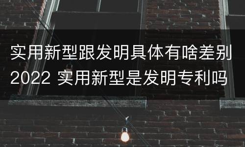 实用新型跟发明具体有啥差别2022 实用新型是发明专利吗